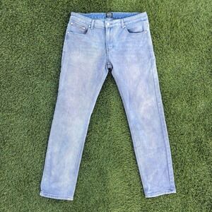 WeSC Mens 34x29 Straight Leg Jeans Light Blue Faded Denim Stockholm Streetwear